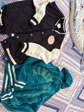 Girls size 7/8Jumping Beans® Varsity Bomber Jacket and limited too zip up